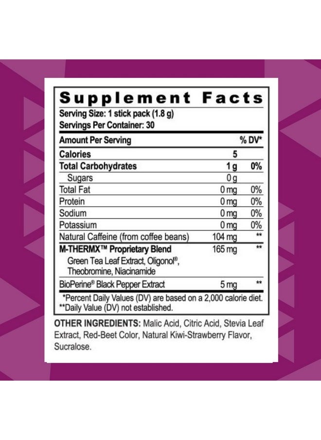 youngevity Youngevity Official Trim Stiks - Kiwi-Strawberry - Support Energy & Focus with Mood Boost - Bioperine & Theobromine Energy Powder - Appetite Support (30 Sticks)  - Image 2