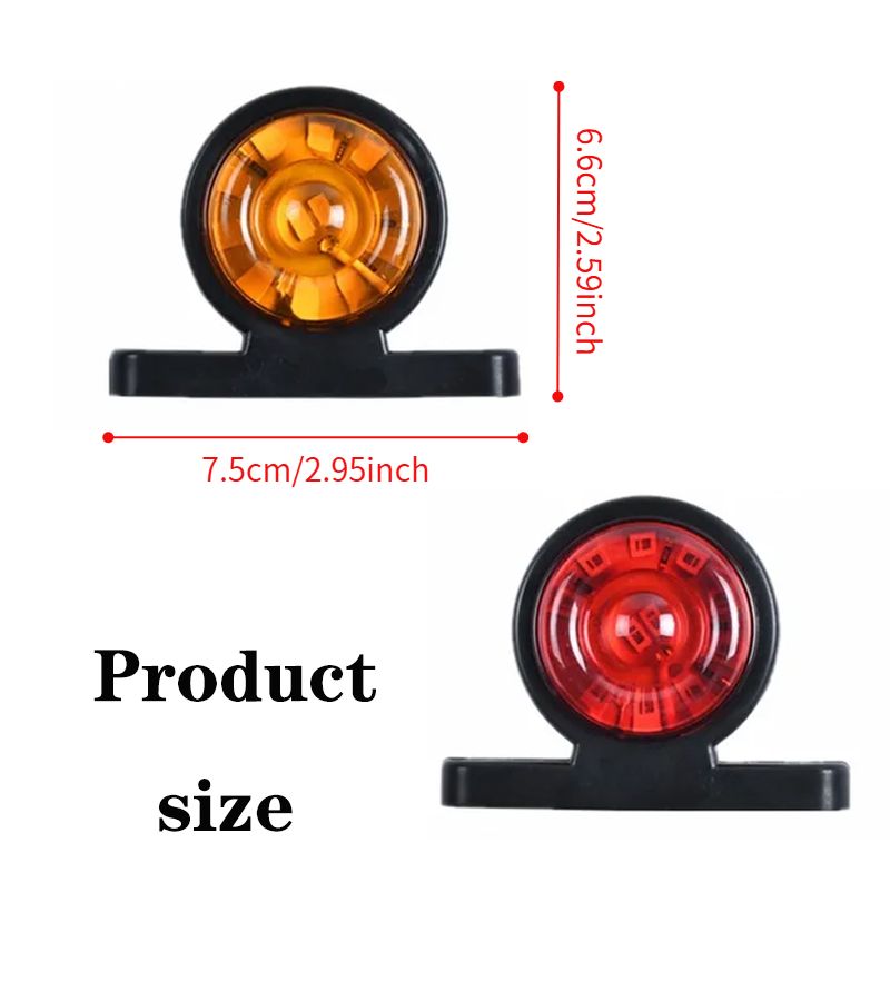 24 LED 2X ضوء دوار LED مزدوج الجوانب للسيارة، لون أحمر وأصفر مزدوج، للمقطورة والشاحنة الصغيرة والفان - Image 2