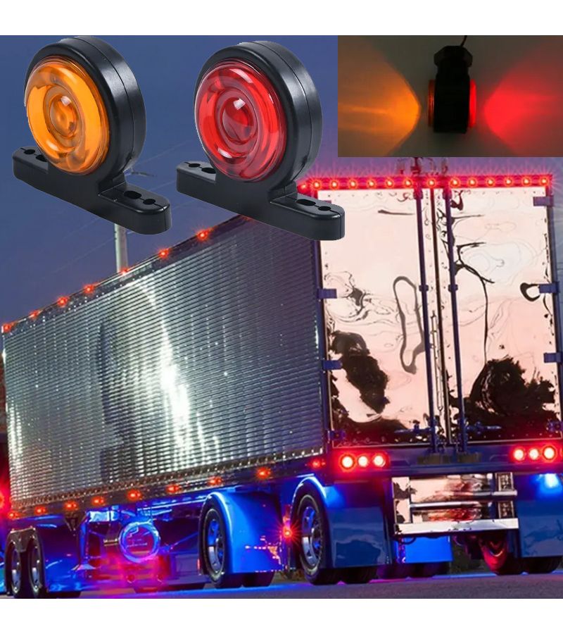 24 LED 2X ضوء دوار LED مزدوج الجوانب للسيارة، لون أحمر وأصفر مزدوج، للمقطورة والشاحنة الصغيرة والفان - Image 3