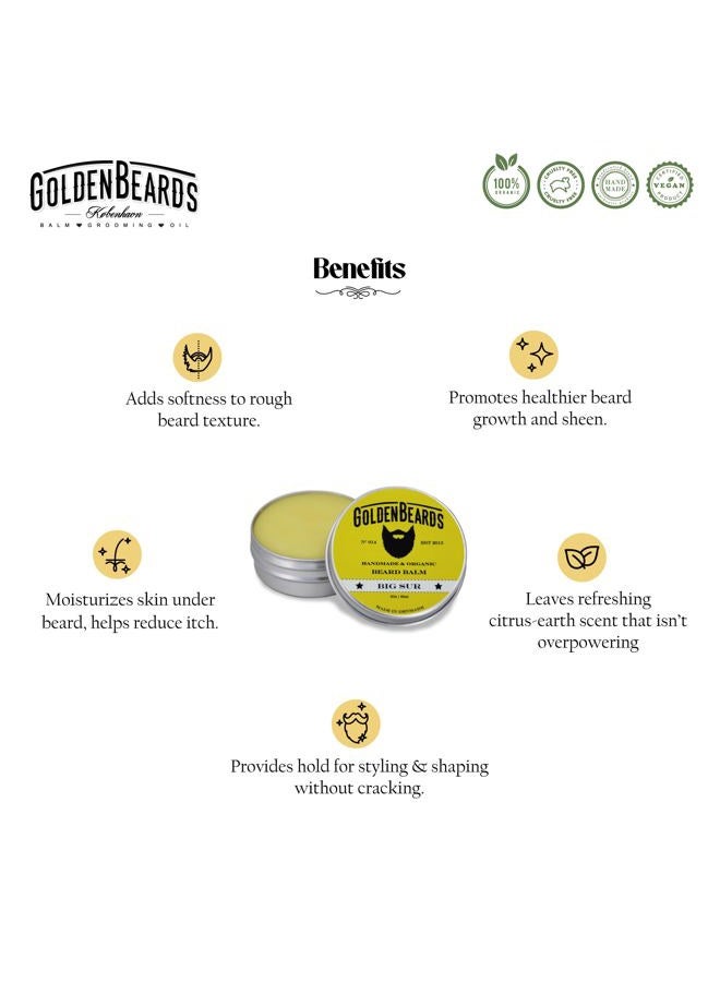 GOLDEN BEARDS بلسم لحية عضوي - بيغ سور - 60 مل - 100% طبيعي | زيت الجوجوبا والأركان وزيت المشمش، الباتشولي، الليمون واللافندر، جميع منتجاتنا مصنوعة يدويًا 100%. - Image 5