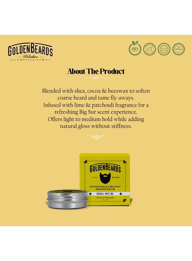 GOLDEN BEARDS بلسم لحية عضوي - بيغ سور - 60 مل - 100% طبيعي | زيت الجوجوبا والأركان وزيت المشمش، الباتشولي، الليمون واللافندر، جميع منتجاتنا مصنوعة يدويًا 100%. - Image 2