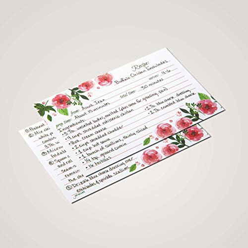 Jot  Mark Jot & Mark Floral Recipe Cards 4x6 - Double Sided Thick Cardstock, 50 Count (Pink Peonies) - Recipe Card - Image 3