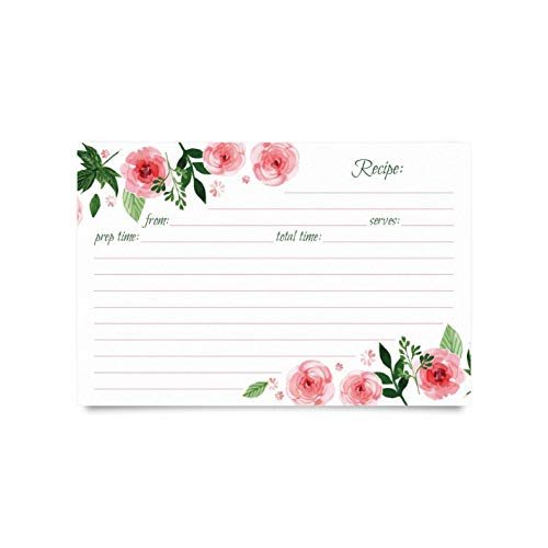 Jot  Mark Jot & Mark Floral Recipe Cards 4x6 - Double Sided Thick Cardstock, 50 Count (Pink Peonies) - Recipe Card - Image 5