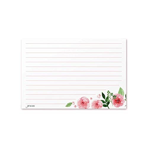 Jot  Mark Jot & Mark Floral Recipe Cards 4x6 - Double Sided Thick Cardstock, 50 Count (Pink Peonies) - Recipe Card - Image 2