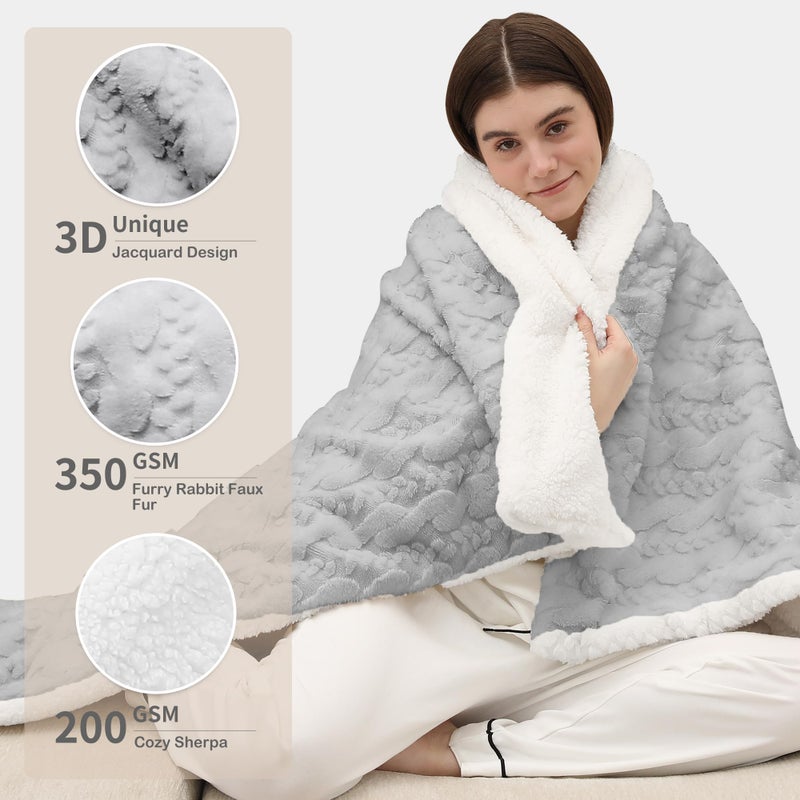 ESTINGO Heated Blanket Throw, 50"x60" Faux Fur Heated Blanket with 6 Heat Settings, Fast Heating Electric Blanket with 1-4 Hours Auto-Off & Overheat Protection, Machine Washable, Ash Gray - Image 4
