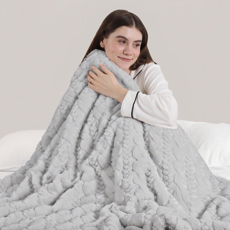 ESTINGO Heated Blanket Throw, 50"x60" Faux Fur Heated Blanket with 6 Heat Settings, Fast Heating Electric Blanket with 1-4 Hours Auto-Off & Overheat Protection, Machine Washable, Ash Gray - Image 1