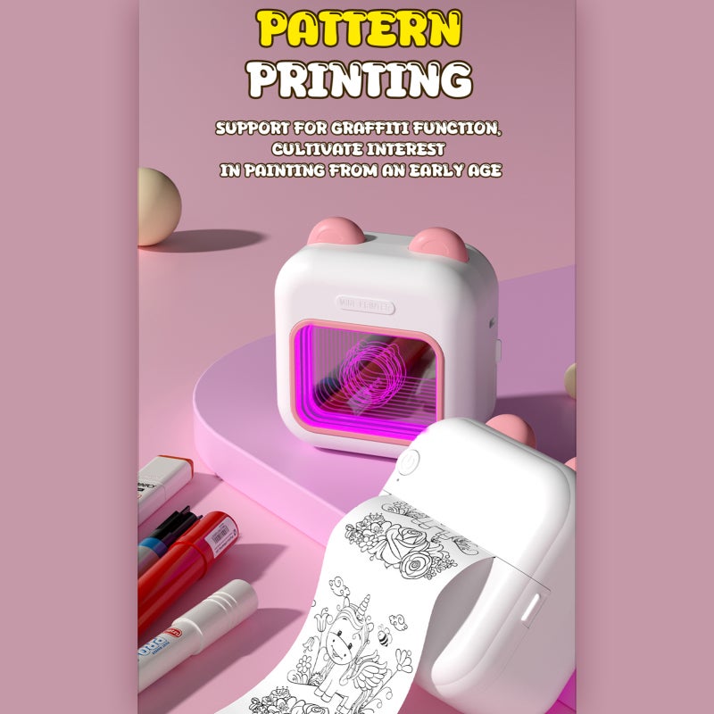 طابعة محمولة فورية: طابعة حرارية صغيرة زرقاء مقاس 3 بوصة - تأثير LED بخمسة ألوان وسبعة، بلوتوث 5.1، دقة 200 نقطة بوصة، بطارية سعة 1200 مللي أمبير للطلاب والعمال المكتبيين المسافرين - Image 3