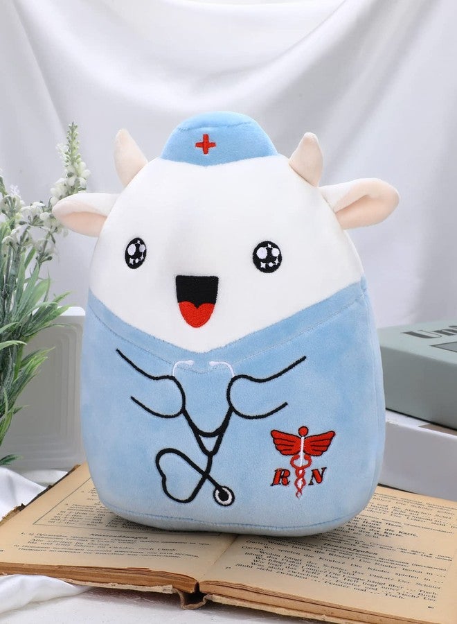 refavor Nurse Cow Stuffed Animal - 8 Inches Navy Cow Plush Toy Nurse Gifts for Women RN Plush Nurse Graduation Stuffed Animals Girls Students Nurse Week Nursing Soft Cow Plushies Gift(Bell) - Image 4