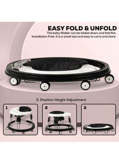 Gonice Baby Walker for Kids, Foldable Round Baby Walker | Baby Activity Walker for Toddlers with 3 Position Adjustable Height & Musical Toy Bar| Walker for Baby Boy Girl 6 to 18 Months (Black)  - Image 5
