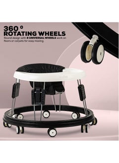 Gonice Baby Walker for Kids, Foldable Round Baby Walker | Baby Activity Walker for Toddlers with 3 Position Adjustable Height & Musical Toy Bar| Walker for Baby Boy Girl 6 to 18 Months (Black)  - Image 3