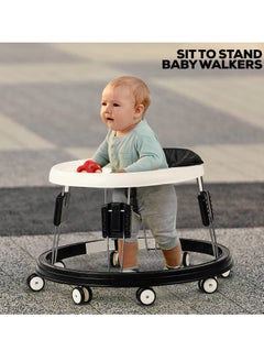Gonice Baby Walker for Kids, Foldable Round Baby Walker | Baby Activity Walker for Toddlers with 3 Position Adjustable Height & Musical Toy Bar| Walker for Baby Boy Girl 6 to 18 Months (Black)  - Image 2