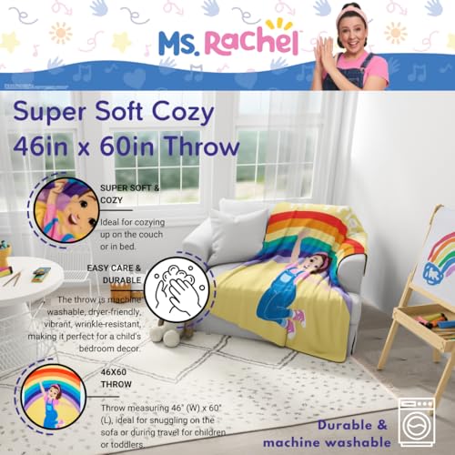 Franco Ms. Rachel Educational Adventures Bedding Super Soft Cozy Throw, 46 in x 60 in, (Officially Licensed Product) Kids - Image 2