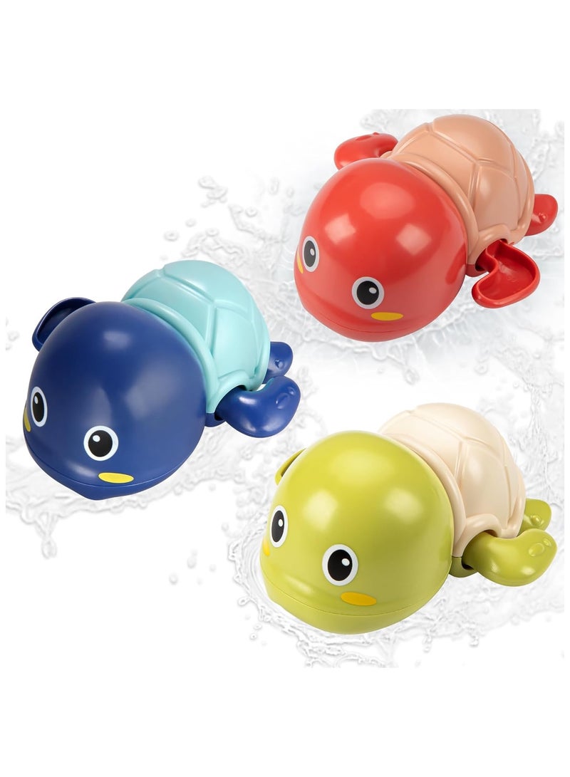 3 PCS Baby Bath Toys,Cute Swimming Turtle Bath Toys for Toddlers 1-3, Floating Wind Up Toys, New Born Baby Bathtub Water Toys, Boys & Girls Water Bath Toy Set. - Image 2