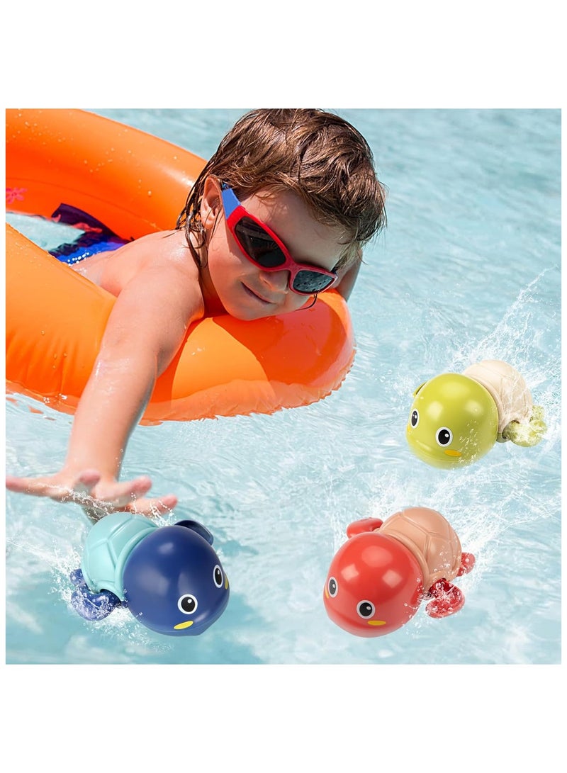 3 PCS Baby Bath Toys,Cute Swimming Turtle Bath Toys for Toddlers 1-3, Floating Wind Up Toys, New Born Baby Bathtub Water Toys, Boys & Girls Water Bath Toy Set. - Image 3
