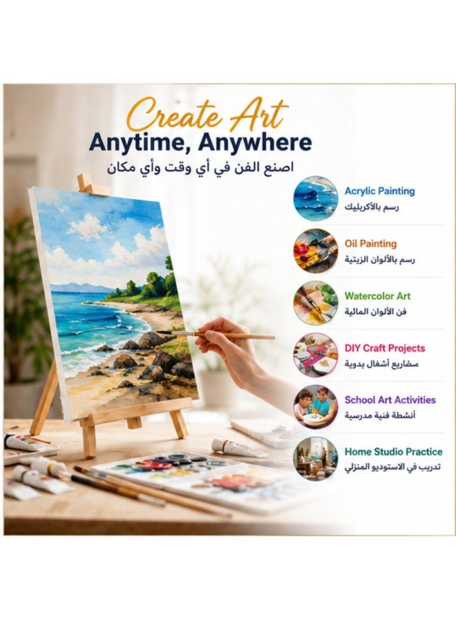 كانفاس لوحة كانفس قطنية بيضاء 24×30 سم مع حامل للفنانين المبدعين | لوحة رسم عالية الجودة مع ستاند للرسم بالأكريليك والزيت والألوان المائية | كانفس فارغ مناسب للأطفال والطلاب والمبتدئين والفنانين المحترفين | لوحة قماش قطنية مجهزة للرسم والتخطيط والأعمال الفنية والحرف اليدوية | مجموعة رسم محمولة مع حامل للمدرسة والاستوديو والهوايات الفنية | مثالي للمشاريع الفنية والتعلم الإبداعي والديكور المنزلي في السعودية KSA - Image 2