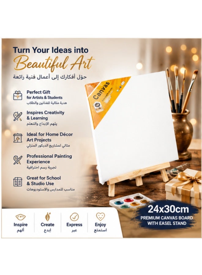 كانفاس لوحة كانفس قطنية بيضاء 24×30 سم مع حامل للفنانين المبدعين | لوحة رسم عالية الجودة مع ستاند للرسم بالأكريليك والزيت والألوان المائية | كانفس فارغ مناسب للأطفال والطلاب والمبتدئين والفنانين المحترفين | لوحة قماش قطنية مجهزة للرسم والتخطيط والأعمال الفنية والحرف اليدوية | مجموعة رسم محمولة مع حامل للمدرسة والاستوديو والهوايات الفنية | مثالي للمشاريع الفنية والتعلم الإبداعي والديكور المنزلي في السعودية KSA - Image 4