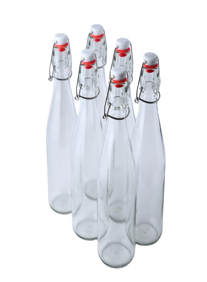 FastRack Swing Top Glass Bottles |16 oz - Pack of 6 | Clear, Flip Top Glass Bottles for Home Brewing, Carbonated Drinks, Kombucha, Fermentation, Water | Food Grade - ECO Friendly - Image 1