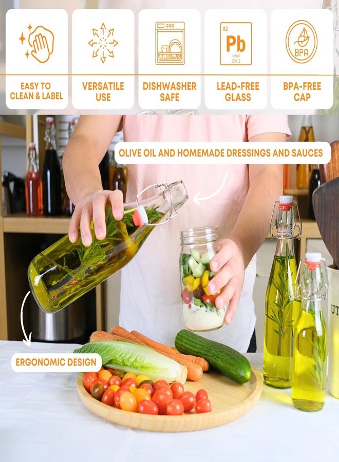 FastRack Swing Top Glass Bottles |16 oz - Pack of 6 | Clear, Flip Top Glass Bottles for Home Brewing, Carbonated Drinks, Kombucha, Fermentation, Water | Food Grade - ECO Friendly - Image 4