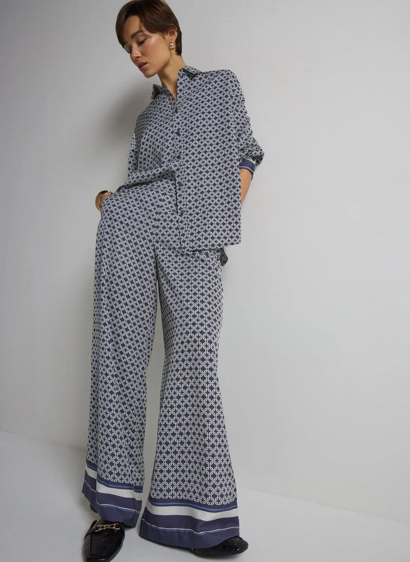 Matalan Et Vous Navy Chain Pattern Twill Co Ord Trousers