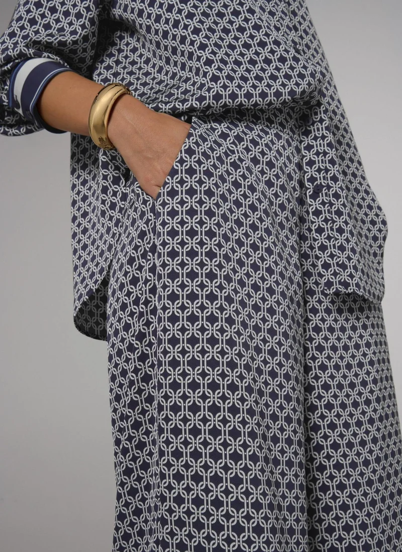 Matalan Et Vous Navy Chain Pattern Twill Co Ord Trousers