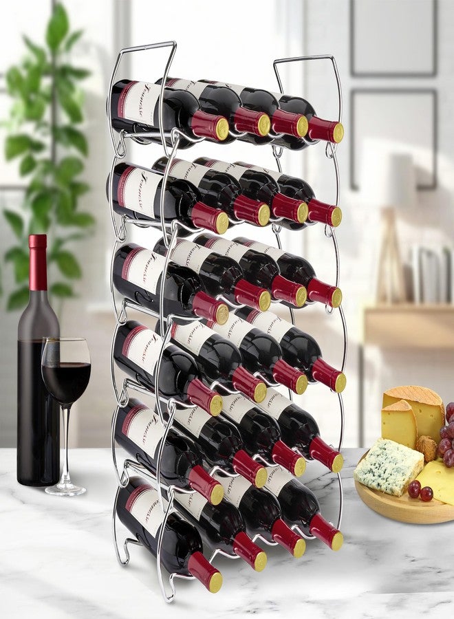 Sorbus 6-Tier Stackable Wine Rack - Classic Style Wine Racks for Bottles - Perfect for Bar, Wine Cellar, Basement, Cabinet, Pantry, etc - Hold 24 Bottles, Metal (Silver) - Image 3