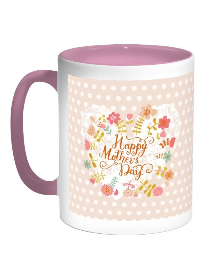 RYN Happy Mother's Day Printed Coffee Mug White/Pink/Light Brown 325ml