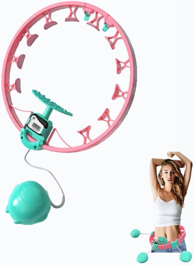ارواق طوق هولا هوب ذكي بوزن مناسب للبالغين والأطفال - طوق لياقة بدنية قابل للتعديل مع كرة تدور تلقائيًا بزاوية 360 درجة وعداد دوران للتمرين والتمارين المنزلية - Image 1