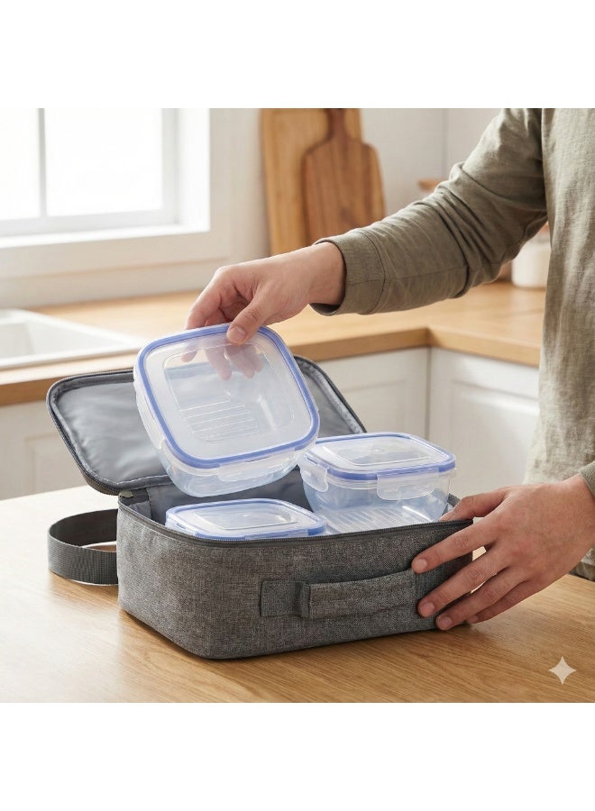 باجار طقم علب حفظ طعام بلاستيك محكمة الغلق خالية من مادة BPA للاستخدام اليومي – علب تخزين طعام مربعة 3 قطع (500 + 900 + 1500 مل) متعددة الاستخدامات لحفظ الوجبات والغداء والوجبات الجاهزة والميال بريپ Meal Prep آمنة للمايكروويف والفريزر وغسالة الصحون – علب حفظ طعام محكمة الإغلاق مانعة للتسريب لتخزين بقايا الطعام وتنظيم الثلاجة والفريزر وتخزين الوجبات الصحية وتناول الطعام خارج المنزل To-Go – مناسبة لتحضير الوجبات وإعادة الاستخدام وتخزين الطعام الجاهز للمكتب والمدرسة والمنزل والسفر – تصميم قوي متين بغطاء محكم Airtight Lids للحفاظ على نضارة الطعام لأطول فترة - Image 3