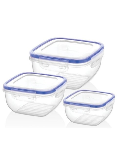 3 Pieces Square Storage Container Set (500+900+1500ml) - Multicolor