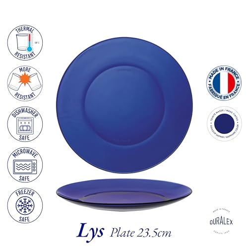 Duralex® LYS Saphire Glass Plate 9.25 inch, Set of 6 Glass Plates | Microwave & Dishwasher Safe | for Dinning & Gifting| Ultra Scratch Resistant Tempered Glass - Image 4