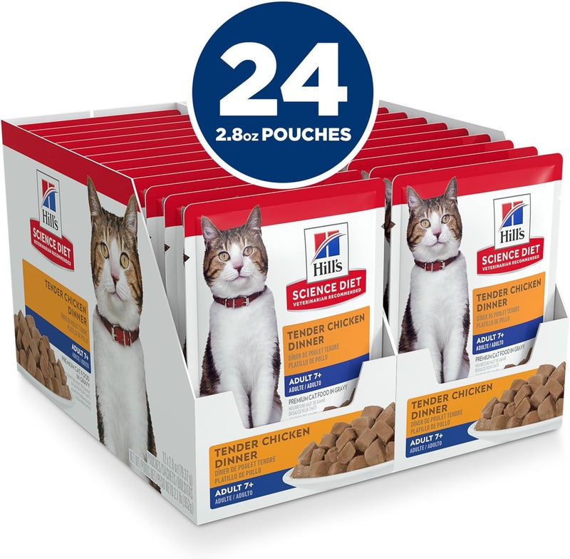 Hills Science Diet Adult 7 Senior Adult 7 Premium Nutrition Wet Cat Food Chicken Stew 28 oz Pouch Case of 24 - Image 3