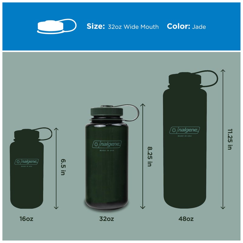 Nalgene 32 oz Wide Mouth Water Bottle | BPA-Free, Durable & Leak Proof, Lightweight Bottle for Hiking & Gym, Work & Travel, Jade - Image 5