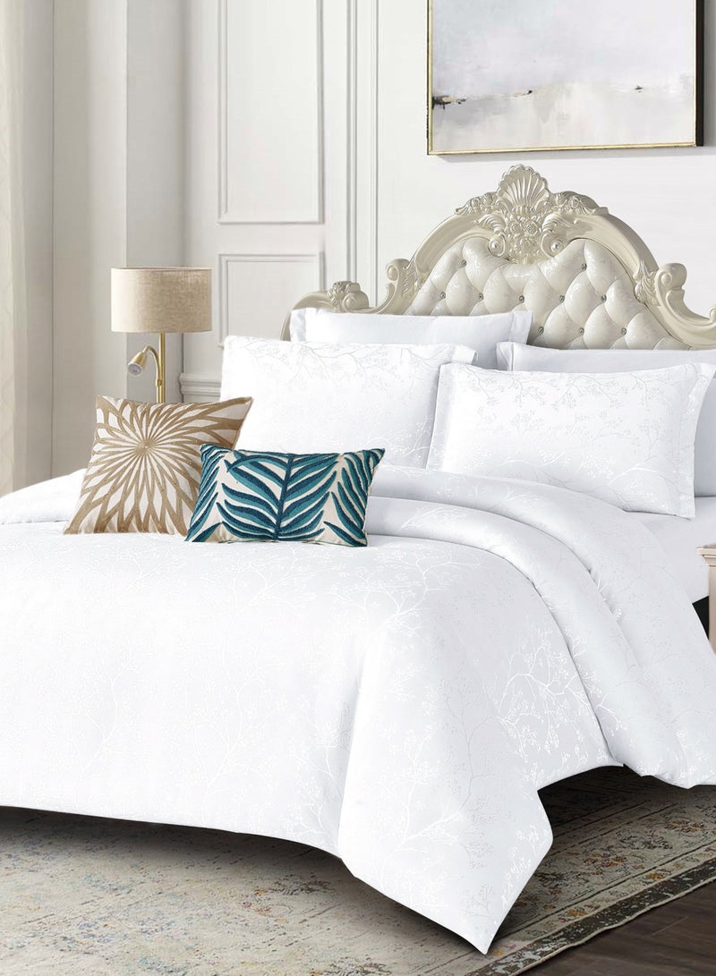 سيد المنسوجات المنزلية طقم لحاف جاكار بوليستر من ماسترهوم، يناسب سرير بحجم 200 × 200 سم، مخصص للسرير المزدوج، مزود بحشوة قابلة للإزالة، طقم من 9 قطع بحجم كينج، ناعم، قابل للتهوية، وأنيق. - Image 1