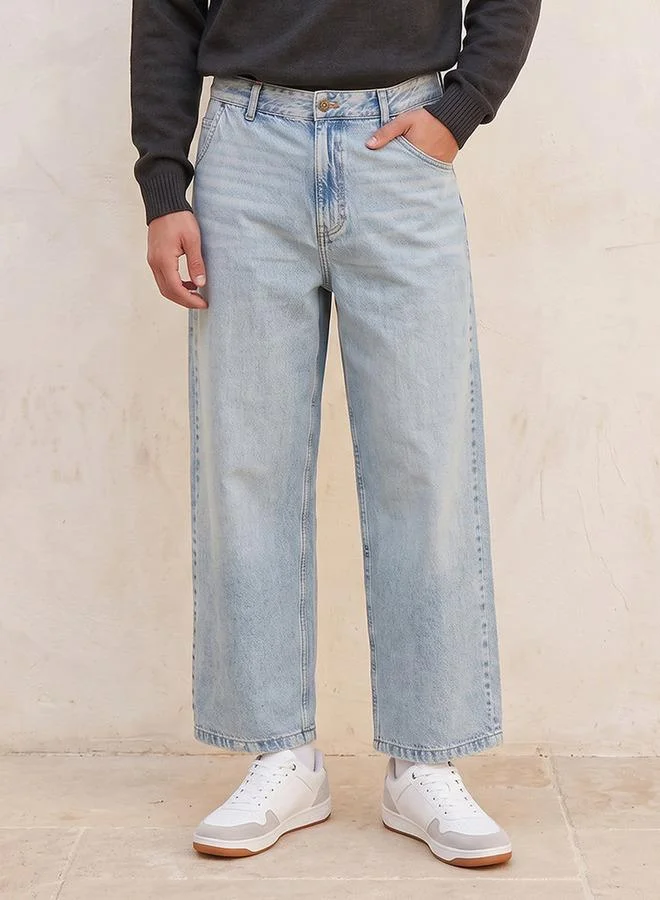 Splash FAV Denim Skater Fit Buttoned Waist Jeans