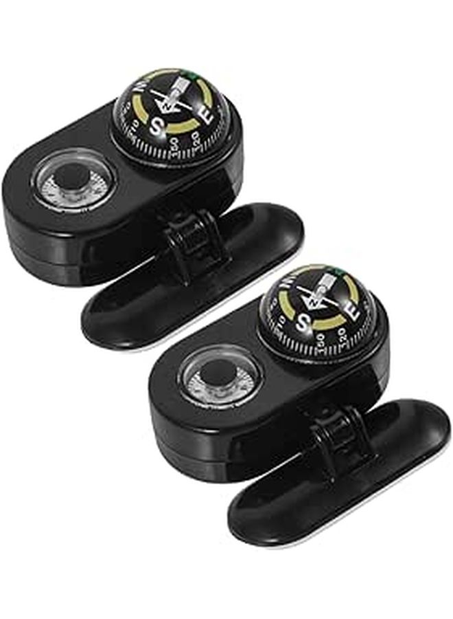 Healifty 2pcs Car Compass and Dashboard Thermometer Accurate Direction Temperature Indicator - Image 1