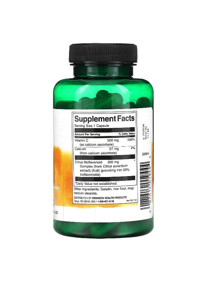 SWANSON سوانسون، فيتامين سي المدعوم مع البيوفلافونويد، 100 كبسولة - Image 2