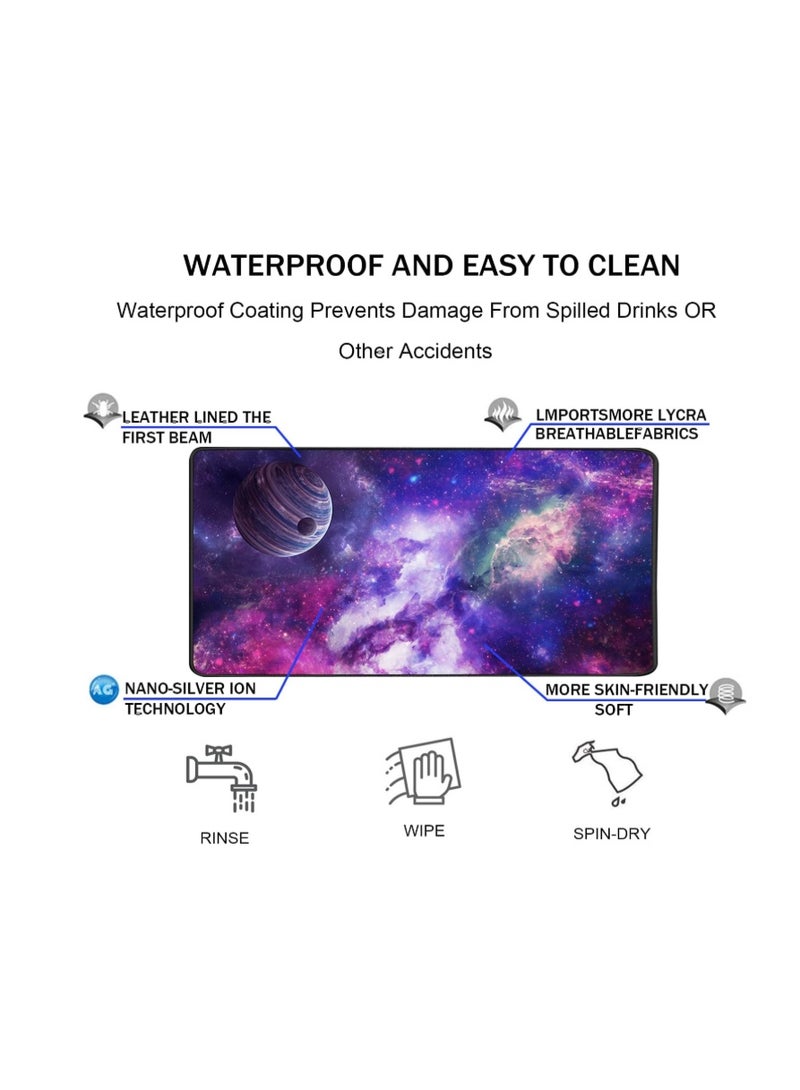TEDNETGO Large Extended Gaming Mouse Pad, Long Mouse Pads, Extra Large Big Mouse Pad with Stitched Edge, XXL Non-Slip Computer Computer Keyboard Mat for Gamer/Desktop/Office/Home, Galaxy - Image 4