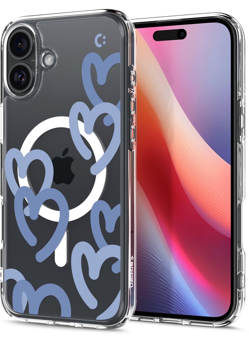 Spigen Ultra Hybrid MagFit for iPhone 16 Case Cover with MagSafe (2024) - Hearts Denim