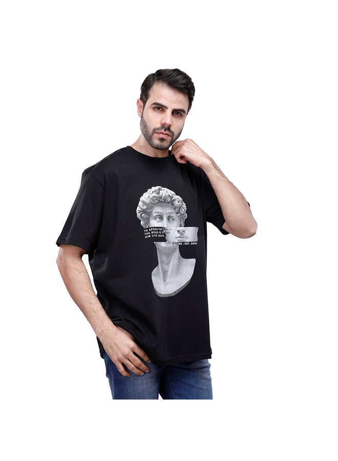 Coup Coup Printed T-Shirt For Men - loose Fit Fit - Black - Multi Color - Image 1