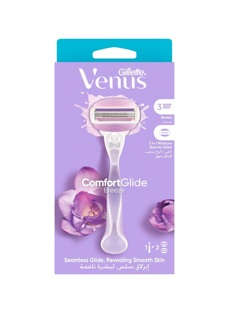 Gillette ComfortGlide SPA Breeze Woman's Refillable Razor: 1 Handle +2 Blade Refill Breeze - Image 1