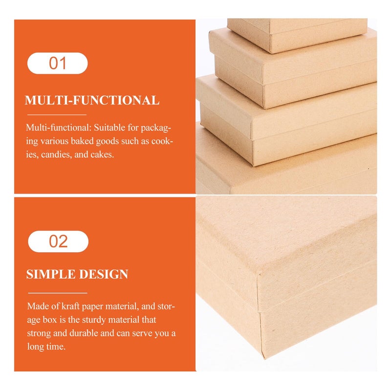 5 Pcs Kraft Paper Storage Boxes With Lid Multi Size Set For Home Organization - Image 4
