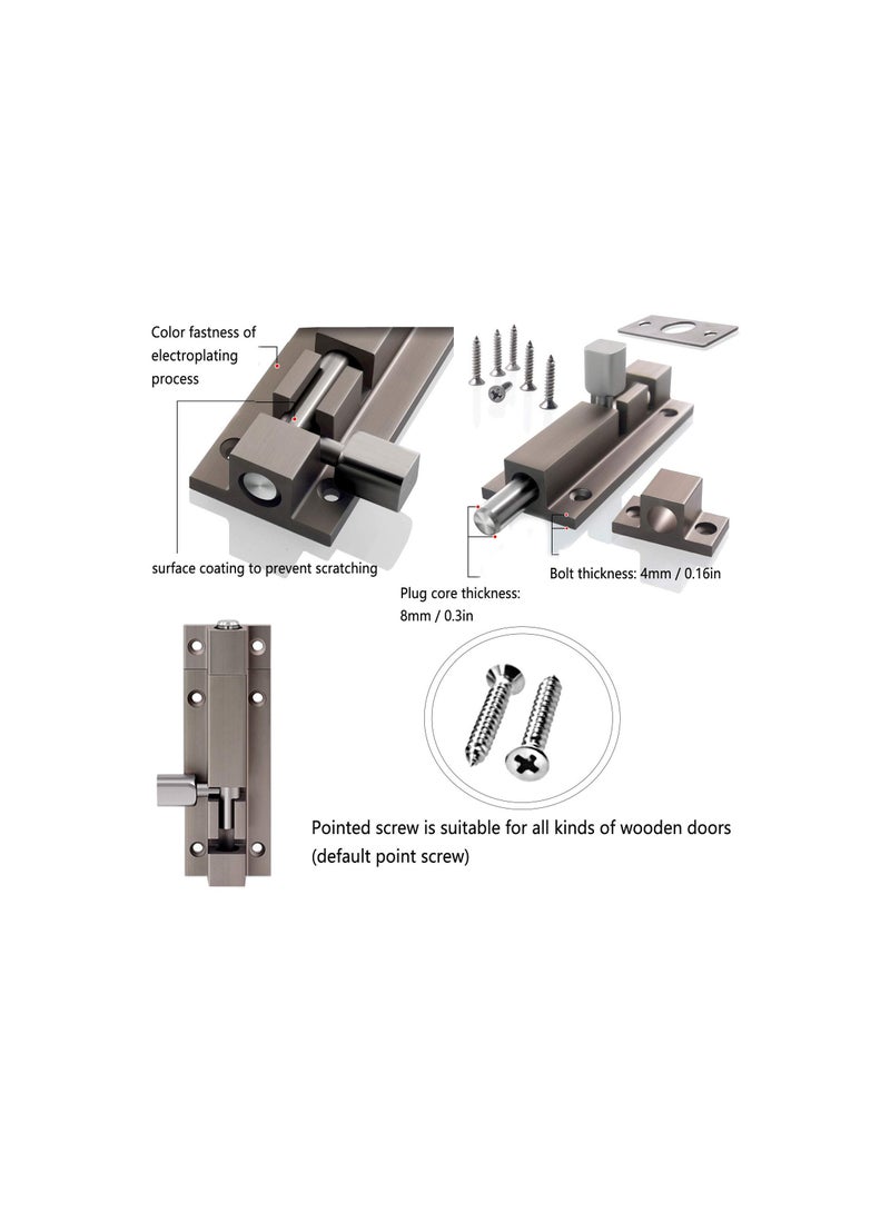 SOLARAE Heavy-Duty Home Security Door Reinforcement Lock, Thick Slide Barrel Bolt Latch for Bedrooms, Bathrooms, and Storage Units (3.5 x 1.1 in.) - Reliable Security Guard Hardware - Image 5