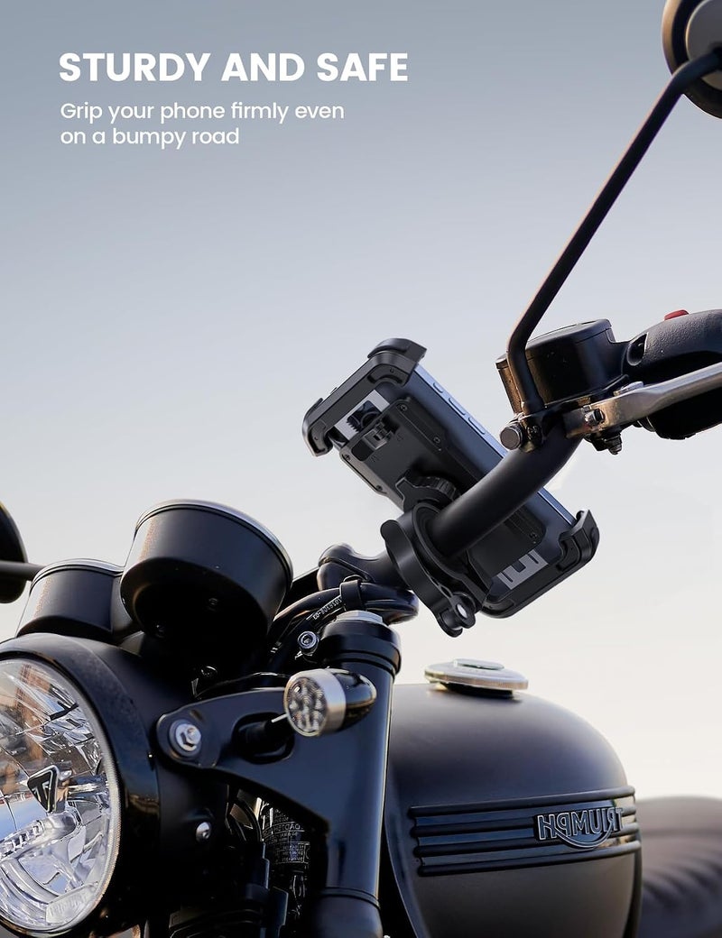 Lamicall Bike Phone Mount Holder - Motorcycle Phone Mount, Adjustable Cell Phone Holder Gifts, E-Bike Bicycle Scooter Handlebar Cradle Clip for iPhone Air 17 Pro Max, 16 15 Plus, 14, 4.7-6.8" Phone - Image 5