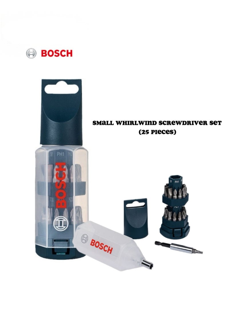 Bosch Mini Tornado 25-Piece Screwdriver Bit Set - Phillips/Slotted/Pozidriv/Torx/Hex Bits with Magnetic Extension Rod, Multifunctional Household Screwdriver Kit - Image 1