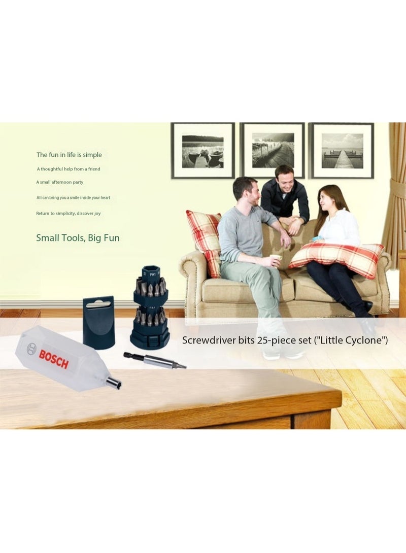 Bosch Mini Tornado 25-Piece Screwdriver Bit Set - Phillips/Slotted/Pozidriv/Torx/Hex Bits with Magnetic Extension Rod, Multifunctional Household Screwdriver Kit - Image 3