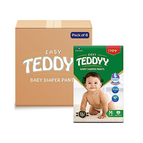 TEDDYY Easy Baby M Size Diaper Pant Style | 84 Count (Medium) | 7–12 kg (Pack of 2) | Long Protection Hours | Anti-Bacterial | Airy Breathable Fit | Rapid Soaker Channels with Wetness Indicator - Image 1