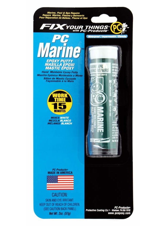 PC Products 25567 معجون الإيبوكسي القابل للتشكيل PC-Marine، 2 أونصة، أبيض - Image 1