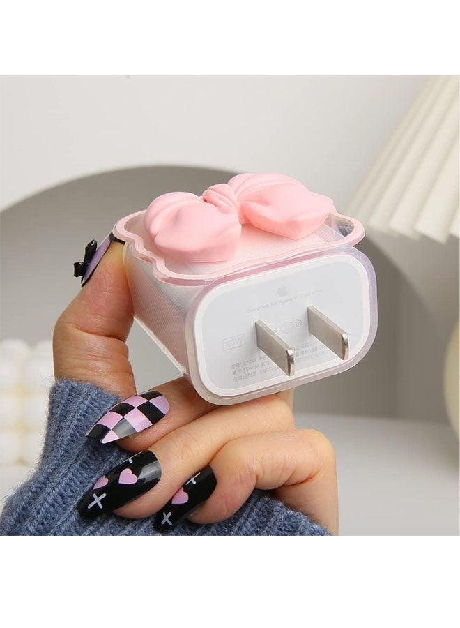 جراب شاحن شفاف ناعم بتصميم قوس قزح ثلاثي الأبعاد لطيف لهاتف iPhone شاحن USB-C 18 واط/20 واط، باللون الوردي. - Image 5