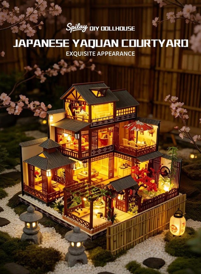 Spilay DIY Dollhouse Miniature with Wooden Furniture,DIY Dollhouse Kit Big Japanese Courtyard Model with LED & Music Box,1:24 Scale Creative Room Gift Idea for Adult Friend Lover (Yaquan Courtyard) - Image 3