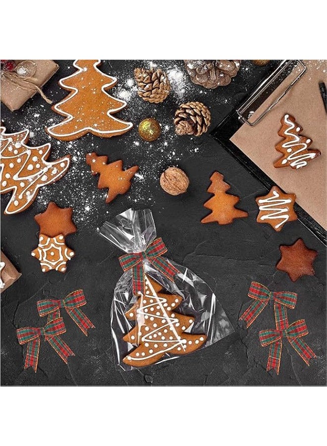 60 Pcs Gingham Ribbon Bows Buffalo Plaid Premade Twist Tie Bows for Gift Wrapping, Wedding, Baby Shower, Birthday Party, Party Decorations, DIY Craft (Red Green) - Image 5